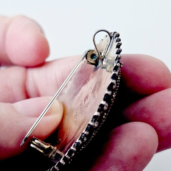 Vintage Israeli Sterling Eilat Stone & Cultured Pearl Pendant/Brooch - Picture 4 of 6